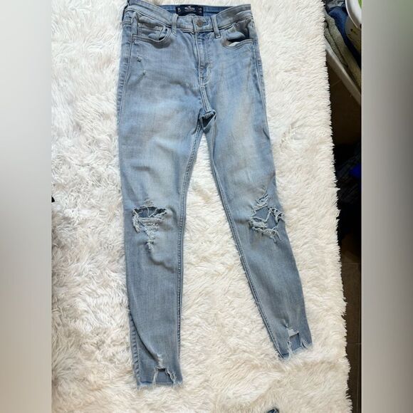 💚 A1 Hollister California high rise super skinny stretch light blue jeans. - Picture 1 of 6